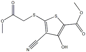 4-Cyano-3-hydroxy-5-[(2-methoxy-2-oxoethyl)thio]thiophene-2-carboxylic acid methyl ester Struktur