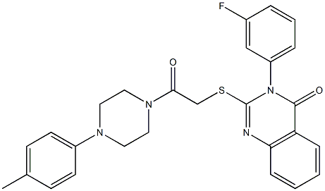 3-(3-Fluorophenyl)-2-[[[[4-(4-methylphenyl)piperazin-1-yl]carbonyl]methyl]thio]quinazolin-4(3H)-one Struktur