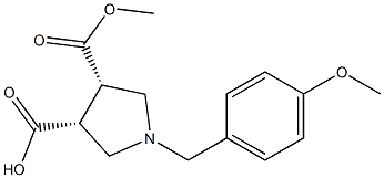 (cis)-1-(4-methoxybenzyl)-4-(methoxycarbonyl)pyrrolidine-3-carboxylic acid Struktur