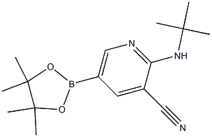 2-(tert-butylamino)-5-(4,4,5,5-tetramethyl-1,3,2-dioxaborolan-2-yl)pyridine-3-carbonitrile Struktur