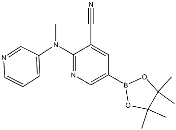 2-((pyridin-3-yl)methylamino)-5-(4,4,5,5-tetramethyl-1,3,2-dioxaborolan-2-yl)pyridine-3-carbonitrile Struktur