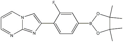 2-(2-fluoro-4-(4,4,5,5-tetramethyl-1,3,2-dioxaborolan-2-yl)phenyl)imidazo[1,2-a]pyrimidine Struktur