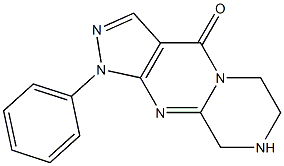 1-phenyl-6,7,8,9-tetrahydropyrazino[1,2-a]pyrazolo[3,4-d]pyrimidin-4(1H)-one Struktur