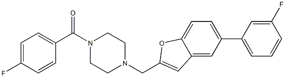 1-(4-FLUOROBENZOYL)-4-([5-(3-FLUOROPHENYL)-1-BENZOFURAN-2-YL]METHYL)PIPERAZINE Struktur