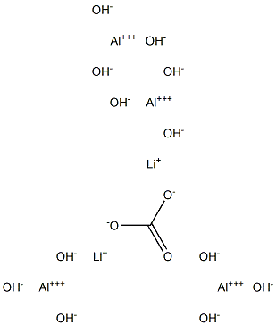 Dilithium tetraaluminum carbonate dodecahydroxide Struktur