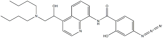 N-(4-(1-hydroxy-2-(dibutylamino)ethyl)quinolin-8-yl)-4-azidosalicylamide Struktur