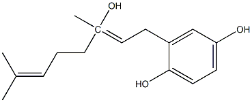 2-(2Z)-(3-hydroxy-3,7-dimethylocta-2,6-dienyl)-1,4-benzenediol Struktur