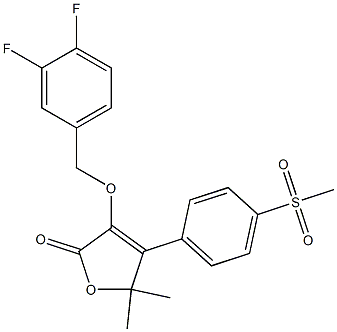 3,4-difluorobenzyloxy-5,5-dimethyl-4-(4-methylsulfonylphenyl)-(5H)-furan-2-one Struktur