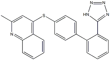 2-methyl-4-((2'-(1H-tetrazol-5-yl)-4-biphenylyl)thio)quinoline Struktur