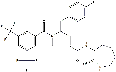 N-(1-(4-chloro-benzyl)-3-(2-oxo-azepan-3-ylcarbamoyl)-allyl)-N-methyl-3,5,-bis-trifluoromethyl-benzamide Struktur