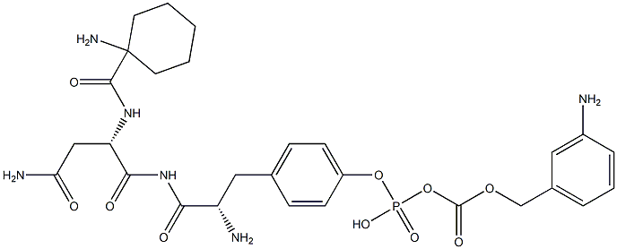 3-amino-phenylmethoxycarbonyl-phosphotyrosyl-1-aminocyclohexanecarbonyl-asparaginamide Struktur