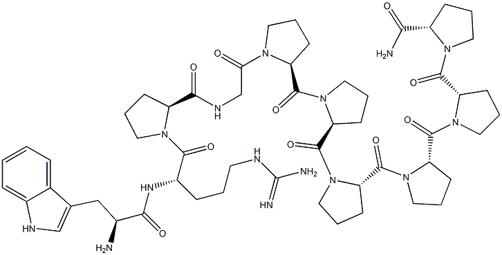 tryptophyl-arginyl-prolyl-glycyl-prolyl-prolyl-prolyl-prolyl-prolyl-prolinamide Struktur