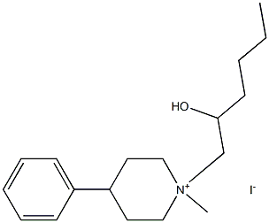 1-(2-hydroxyhexyl)-1-methyl-4-phenylpiperidinium iodide Struktur