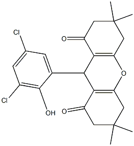 9-(3,5-dichloro-2-hydroxyphenyl)-3,3,6,6-tetramethyl-2,3,4,5,6,7,8,9-octahydro-1H-xanthene-1,8-dione Struktur