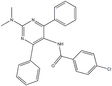 4-chloro-N-[2-(dimethylamino)-4,6-diphenyl-5-pyrimidinyl]benzenecarboxamide Struktur