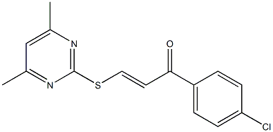 1-(4-chlorophenyl)-3-[(4,6-dimethylpyrimidin-2-yl)thio]prop-2-en-1-one Struktur