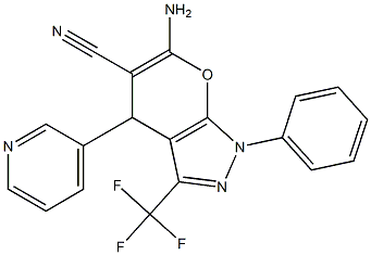 6-amino-1-phenyl-4-(3-pyridinyl)-3-(trifluoromethyl)-1,4-dihydropyrano[2,3-c]pyrazole-5-carbonitrile Struktur