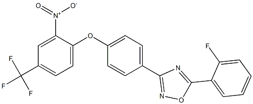 5-(2-fluorophenyl)-3-{4-[2-nitro-4-(trifluoromethyl)phenoxy]phenyl}-1,2,4-oxadiazole Struktur