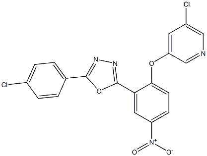 2-(4-chlorophenyl)-5-{2-[(5-chloro-3-pyridyl)oxy]-5-nitrophenyl}-1,3,4-oxadiazole Struktur