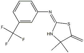 N1-(4,4-dimethyl-5-methylidene-1,3-thiazolan-2-yliden)-3-(trifluoromethyl)aniline Struktur