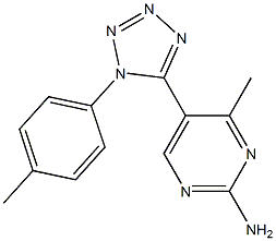 4-methyl-5-[1-(4-methylphenyl)-1H-1,2,3,4-tetraazol-5-yl]pyrimidin-2-amine Struktur