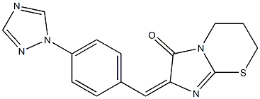 2-{(E)-[4-(1H-1,2,4-triazol-1-yl)phenyl]methylidene}-6,7-dihydro-5H-imidazo[2,1-b][1,3]thiazin-3(2H)-one Struktur