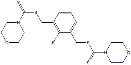 2-fluoro-3-{[(morpholinocarbothioyl)thio]methyl}benzyl morpholine-4-carbodithioate Struktur