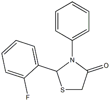 2-(2-fluorophenyl)-3-phenyl-1,3-thiazolan-4-one Struktur