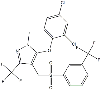 5-(2,4-dichlorophenoxy)-1-methyl-3-(trifluoromethyl)-4-({[3-(trifluoromethyl)phenyl]sulfonyl}methyl)-1H-pyrazole Struktur