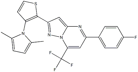 2-[3-(2,5-dimethyl-1H-pyrrol-1-yl)-2-thienyl]-5-(4-fluorophenyl)-7-(trifluoromethyl)pyrazolo[1,5-a]pyrimidine Struktur