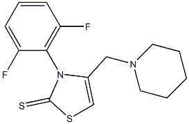 3-(2,6-difluorophenyl)-4-(piperidinomethyl)-1,3-thiazole-2(3H)-thione Struktur