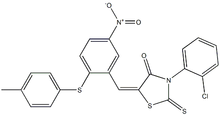 3-(2-chlorophenyl)-5-({2-[(4-methylphenyl)sulfanyl]-5-nitrophenyl}methylene)-2-thioxo-1,3-thiazolan-4-one Struktur