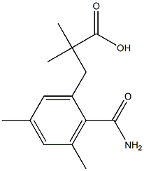 3-[2-(aminocarbonyl)-3,5-dimethylphenyl]-2,2-dimethylpropanoic acid Struktur