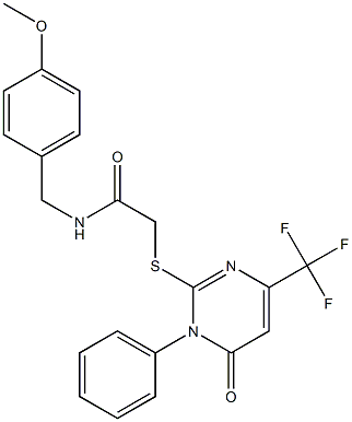 N-(4-methoxybenzyl)-2-{[6-oxo-1-phenyl-4-(trifluoromethyl)-1,6-dihydro-2-pyrimidinyl]sulfanyl}acetamide Struktur