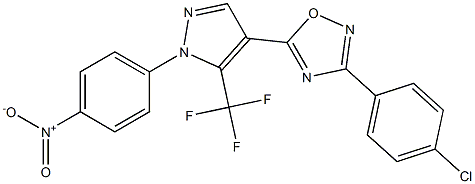 3-(4-chlorophenyl)-5-[1-(4-nitrophenyl)-5-(trifluoromethyl)-1H-pyrazol-4-yl]-1,2,4-oxadiazole Struktur