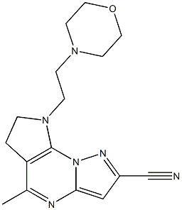 5-methyl-8-(2-morpholinoethyl)-7,8-dihydro-6H-pyrazolo[1,5-a]pyrrolo[3,2-e]pyrimidine-2-carbonitrile Struktur