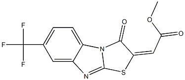 methyl 2-[3-oxo-7-(trifluoromethyl)-2,3-dihydrobenzo[4,5]imidazo[2,1-b][1,3]thiazol-2-yliden]acetate Struktur