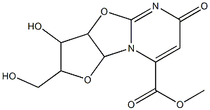 methyl 3-hydroxy-2-(hydroxymethyl)-6-oxo-2,3,3a,9a-tetrahydro-6H-furo[2,3-d]pyrimido[2,1-b][1,3]oxazole-8-carboxylate Struktur