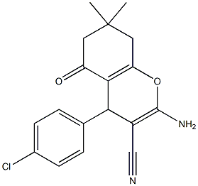 2-amino-4-(4-chlorophenyl)-7,7-dimethyl-5-oxo-5,6,7,8-tetrahydro-4H-chromene-3-carbonitrile Struktur