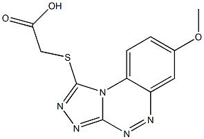 2-[(7-methoxybenzo[e][1,2,4]triazolo[3,4-c][1,2,4]triazin-1-yl)thio]acetic acid Struktur