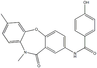 N-(7,10-dimethyl-11-oxo-10,11-dihydrodibenzo[b,f][1,4]oxazepin-2-yl)-4-hydroxybenzenecarboxamide Struktur