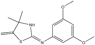 N1-(4,4-dimethyl-5-methylidene-1,3-thiazolan-2-yliden)-3,5-dimethoxyaniline Struktur