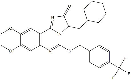 3-(cyclohexylmethyl)-8,9-dimethoxy-5-{[4-(trifluoromethyl)benzyl]sulfanyl}imidazo[1,2-c]quinazolin-2(3H)-one Struktur