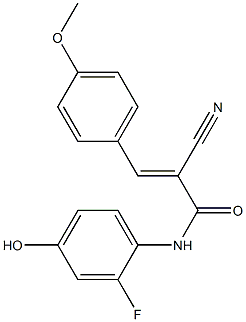 2-cyano-N-(2-fluoro-4-hydroxyphenyl)-3-(4-methoxyphenyl)acrylamide Struktur