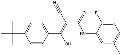 (Z)-3-[4-(tert-butyl)phenyl]-2-cyano-N-(2-fluoro-5-methylphenyl)-3-hydroxy-2-propenamide Struktur