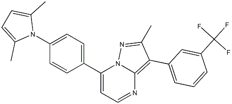 7-[4-(2,5-dimethyl-1H-pyrrol-1-yl)phenyl]-2-methyl-3-[3-(trifluoromethyl)phenyl]pyrazolo[1,5-a]pyrimidine Struktur