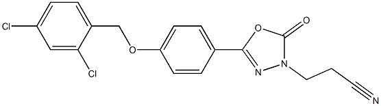 3-[5-{4-[(2,4-dichlorobenzyl)oxy]phenyl}-2-oxo-1,3,4-oxadiazol-3(2H)-yl]propanenitrile Struktur