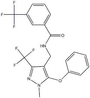 N-{[1-methyl-5-phenoxy-3-(trifluoromethyl)-1H-pyrazol-4-yl]methyl}-3-(trifluoromethyl)benzenecarboxamide Struktur