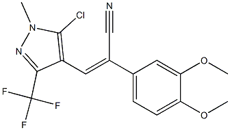 (Z)-3-[5-chloro-1-methyl-3-(trifluoromethyl)-1H-pyrazol-4-yl]-2-(3,4-dimethoxyphenyl)-2-propenenitrile Struktur