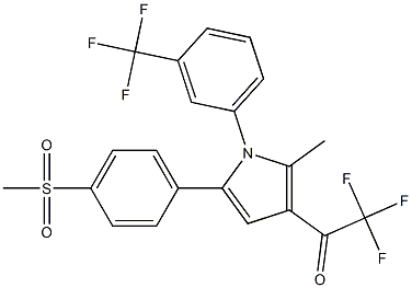 2,2,2-trifluoro-1-{2-methyl-5-[4-(methylsulfonyl)phenyl]-1-[3-(trifluoromethyl)phenyl]-1H-pyrrol-3-yl}-1-ethanone Struktur